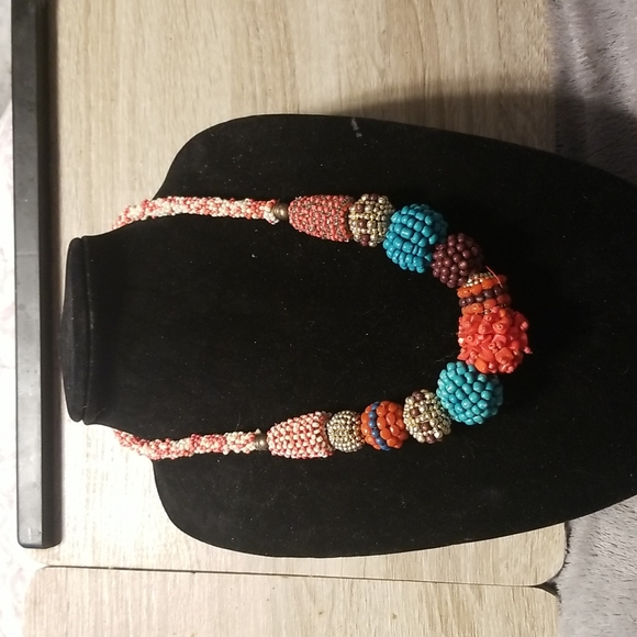 Multi-colored bohemian style 24" necklace NWOT, excellent condition  N1 - Picture 1 of 3